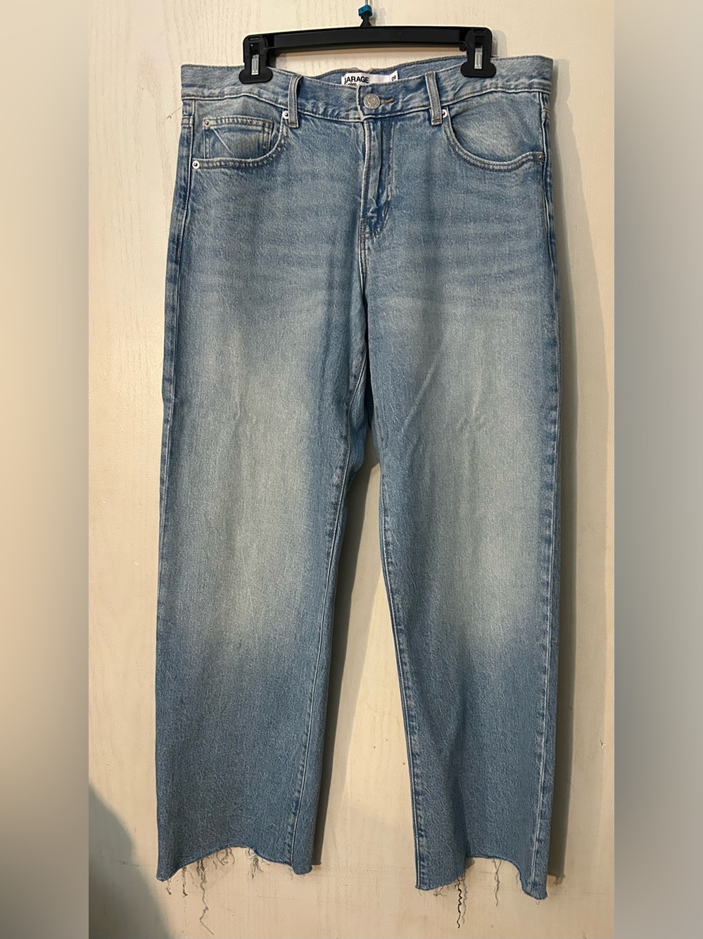 Garage Denim Light Wash High Rise Straight Leg Raw Hem Jeans Size 29